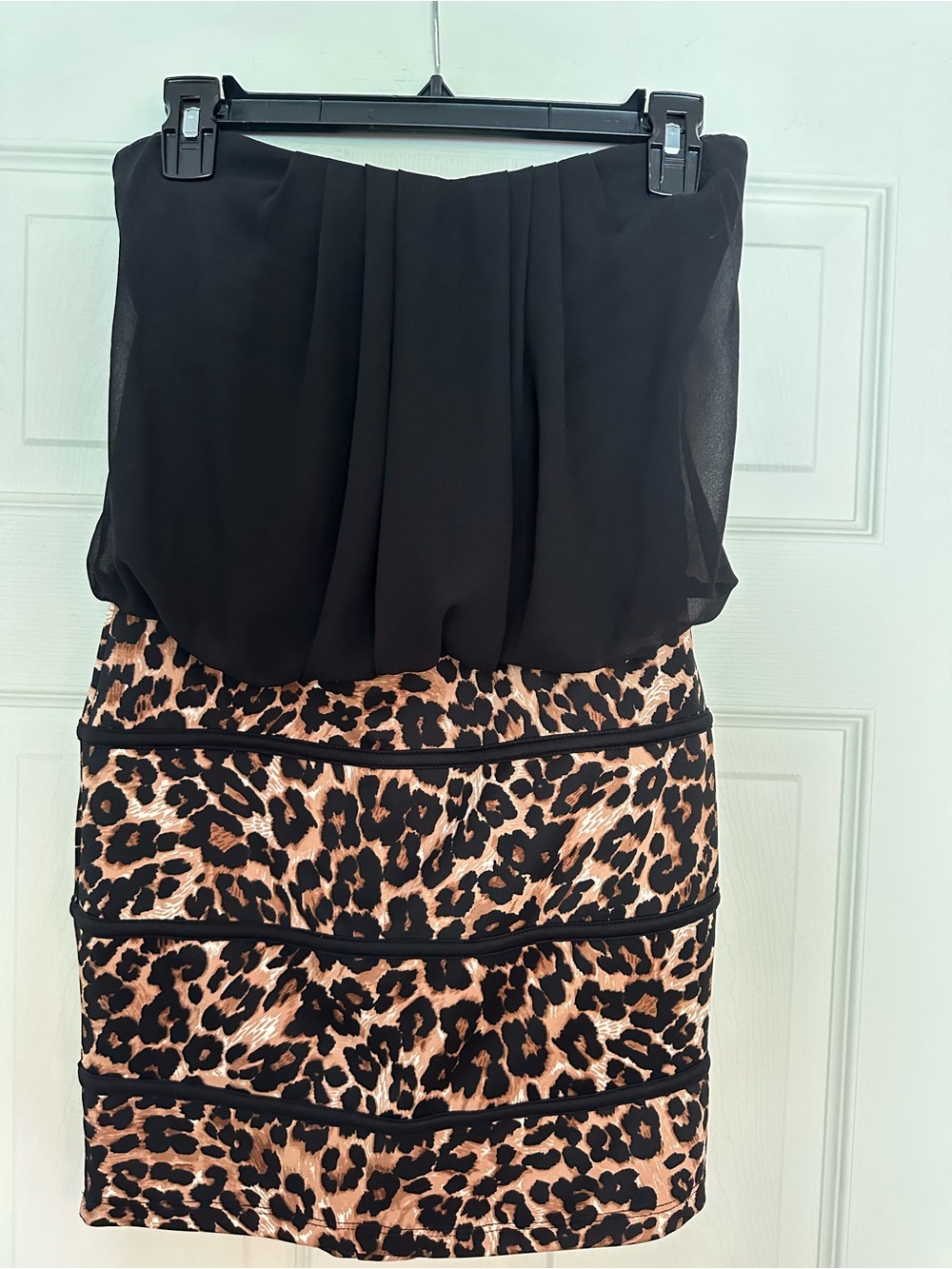 Mystic Black Top with Leopard Print Mini Dress